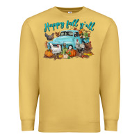 Antique Gold Happy Fall Y'all Premium Sweatshirt - LillyAllenDesigns