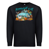 Black Happy Fall Y'all Premium Sweatshirt - LillyAllenDesigns