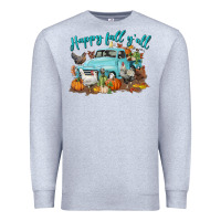 Heather Grey Happy Fall Y'all Premium Sweatshirt - LillyAllenDesigns
