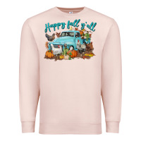 Pale Pink Happy Fall Y'all Premium Sweatshirt - LillyAllenDesigns