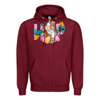 Burgundy Hop Bunny Easter Zipper Hoodie - BundleAndBundleShop