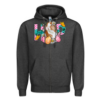 Charcoal Heather Hop Bunny Easter Zipper Hoodie - BundleAndBundleShop