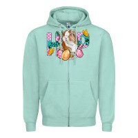 Seafoam Hop Bunny Easter Zipper Hoodie - BundleAndBundleShop