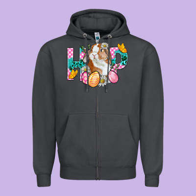 Hop Bunny Easter Zipper Hoodie Designed By Bundleandbundleshop