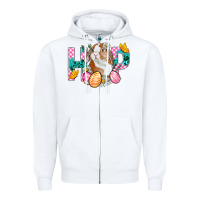 White Hop Bunny Easter Zipper Hoodie - BundleAndBundleShop