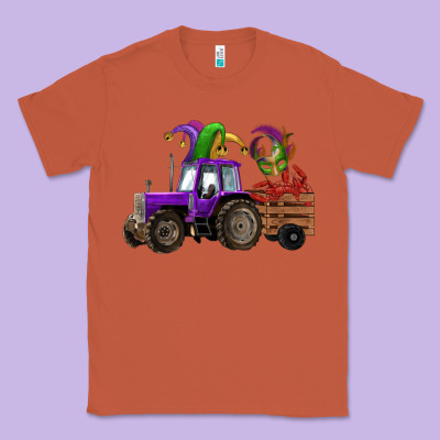 Mardi Gras Mask Crawfish Farm Tractor Classic Tee Designed By Ranaportraitstore