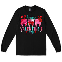 Black Happy Valentine's Day with teeth Valentine's Day Long Sleeve Tee - HowdyJamesFarm