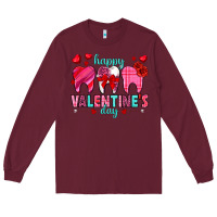 Burgundy Happy Valentine's Day with teeth Valentine's Day Long Sleeve Tee - HowdyJamesFarm