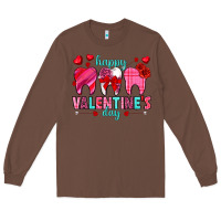 Chestnut Happy Valentine's Day with teeth Valentine's Day Long Sleeve Tee - HowdyJamesFarm