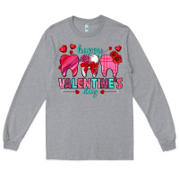 Heather Grey Happy Valentine's Day with teeth Valentine's Day Long Sleeve Tee - HowdyJamesFarm