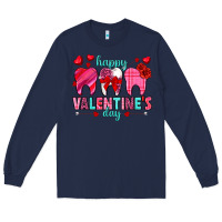 Navy Happy Valentine's Day with teeth Valentine's Day Long Sleeve Tee - HowdyJamesFarm