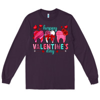 Plum Happy Valentine's Day with teeth Valentine's Day Long Sleeve Tee - HowdyJamesFarm