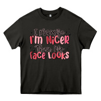 Asphalt i promise i'm nicer than my face looks Heavy Core Tee - MaliasSmallBusiness