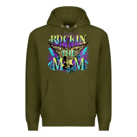 Army Green Rockin' the mom Mother's Day Premium Hoodie - FaDigitalArtStudio