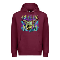 Burgundy Rockin' the mom Mother's Day Premium Hoodie - FaDigitalArtStudio