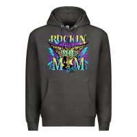 Charcoal Heather Rockin' the mom Mother's Day Premium Hoodie - FaDigitalArtStudio