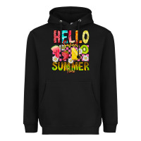 Black Hello Sweet Summer Time Heavyweight Hoodie - CowhideDigitalArt