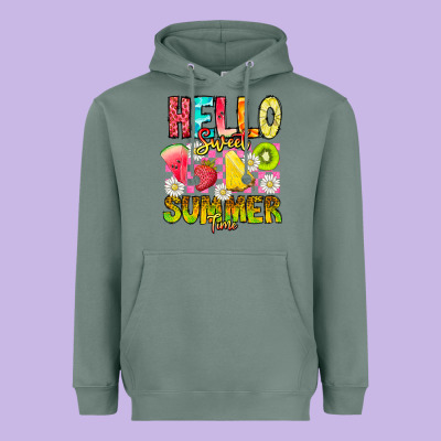 Hello Sweet Summer Time Heavyweight Hoodie Designed By Cowhidedigitalart