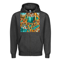 Charcoal Heather american football coffee cups with butterfly and leopard seamless patt Zipper Hoodie - BundleAndBundleShop