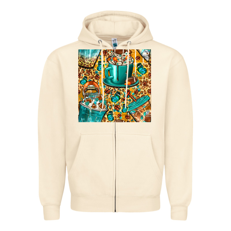 American Football Coffee Cups With Butterfly And Leopard Seamless Patt Zipper Hoodie by BundleAndBundleShop | Teevron