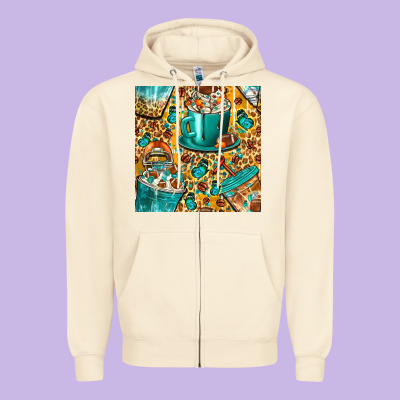 American Football Coffee Cups With Butterfly And Leopard Seamless Patt Zipper Hoodie Designed By Bundleandbundleshop