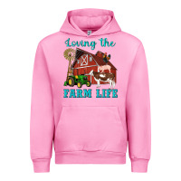 Fuchsia Pink western loving the farm life barn cow pig rooster tractor wind wheel Urban Hoodie - Artiststas