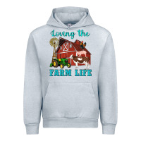 Heather Grey western loving the farm life barn cow pig rooster tractor wind wheel Urban Hoodie - Artiststas