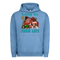 Pigment Pebble Blue western loving the farm life barn cow pig rooster tractor wind wheel Urban Hoodie - Artiststas