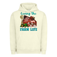 Pigment Pistachio western loving the farm life barn cow pig rooster tractor wind wheel Urban Hoodie - Artiststas