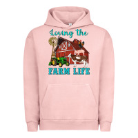 Pigment Salmon western loving the farm life barn cow pig rooster tractor wind wheel Urban Hoodie - Artiststas