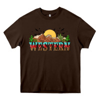 Chocolate Brown western Heavy Core Tee - NancyCooperArtShop
