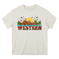 Cream western Heavy Core Tee - NancyCooperArtShop