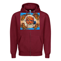 Burgundy basketball Zipper Hoodie - FaDigitalArtStudio