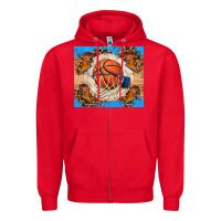 Red basketball Zipper Hoodie - FaDigitalArtStudio