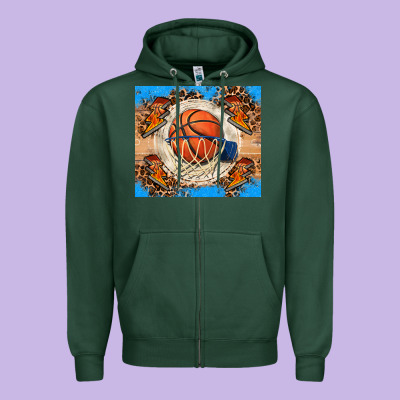 Basketball Zipper Hoodie Designed By Fadigitalartstudio