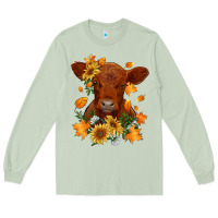Matcha fall red angus calf dried leaves and sunflowers Long Sleeve Tee - RanaPortraitStore