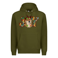 Army Green shiba inu christmas joy Premium Hoodie - RanaPortraitStore