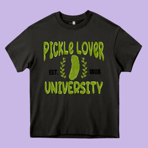Pickle Lover University Heavy Core Tee Designed By Maliassmallbusiness