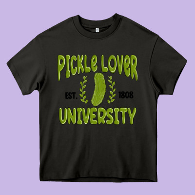 Pickle Lover University Heavy Core Tee Designed By Maliassmallbusiness