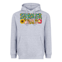 Heather Grey Summer Vibes Heavyweight Hoodie - CowhideDigitalArt