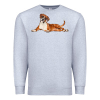 Heather Grey Boxer Dog Illustrations Premium Sweatshirt - LillyAllenDesigns