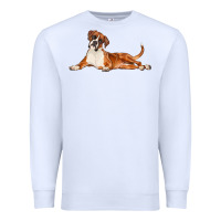 White Boxer Dog Illustrations Premium Sweatshirt - LillyAllenDesigns
