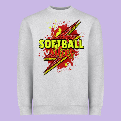 Softball Vibes Lightning Bolt Heavyweight Sweatshirt Designed By Howdyjamesfarm