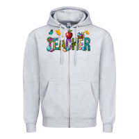 Heather Grey Easter Teacher Zipper Hoodie - BundleAndBundleShop