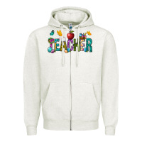 Oatmeal Heather Easter Teacher Zipper Hoodie - BundleAndBundleShop