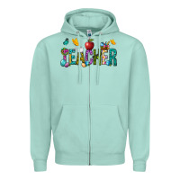 Seafoam Easter Teacher Zipper Hoodie - BundleAndBundleShop