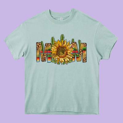 Western Mom With Sunflower Heavy Core Tee Designed By Nancycooperartshop