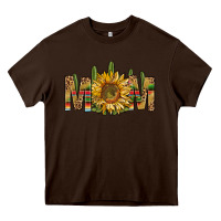 Chocolate Brown western mom with sunflower Heavy Core Tee - NancyCooperArtShop