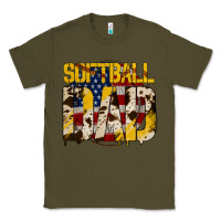 Army Green American Softball Dad Classic Tee - Bettercallsaul