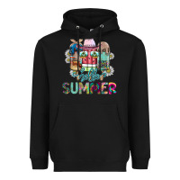 Black Hello Summer Heavyweight Hoodie - CowhideDigitalArt